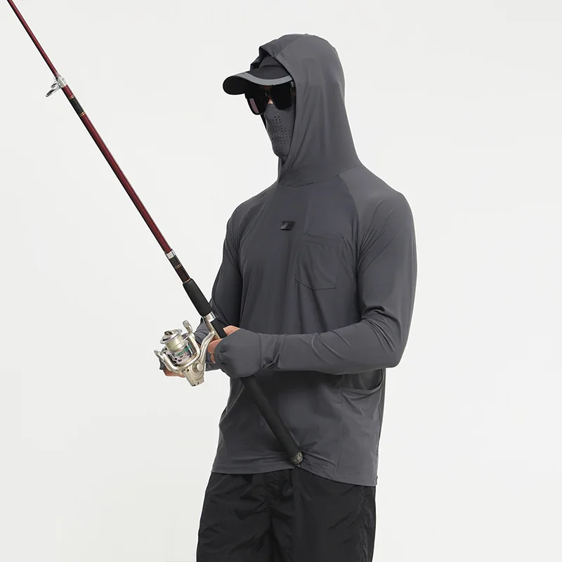 

Men Sun Protection Hunting Fishing Hood Shirt Sailing Breathable Mask UV Resistant Quick Drying Outdoor Fishing Sunscreen Clothe
