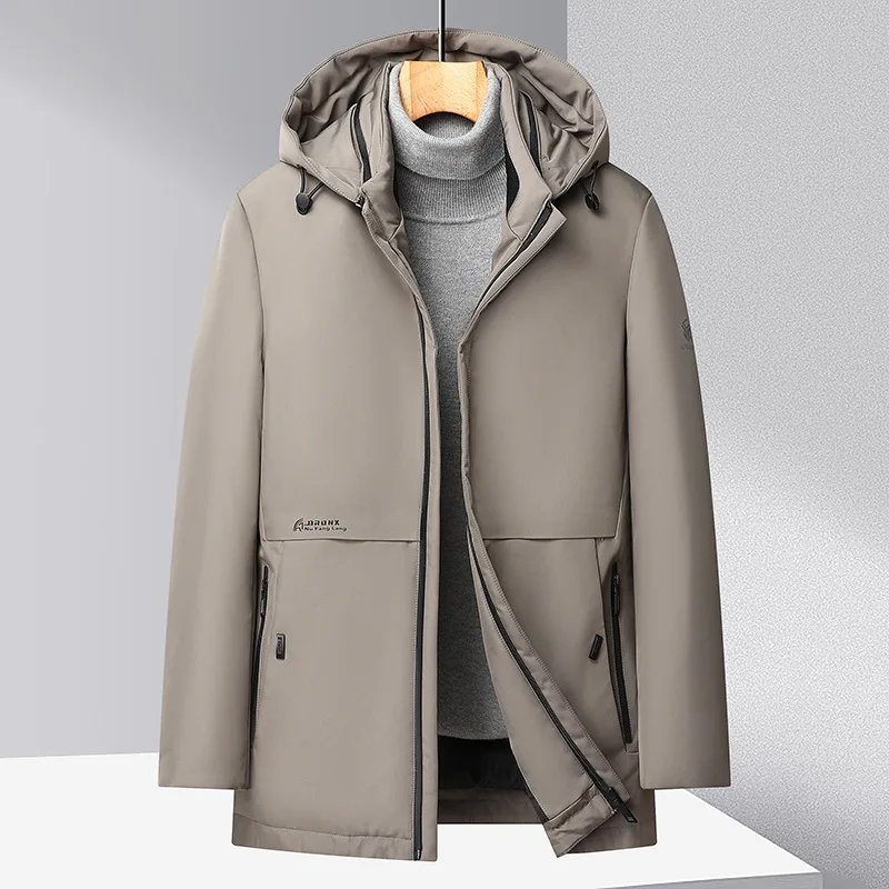 Parka gruesa y cálida con capucha para hombre, chaqueta cortavientos con bolsillos y cremallera, a la moda, invierno, 2022