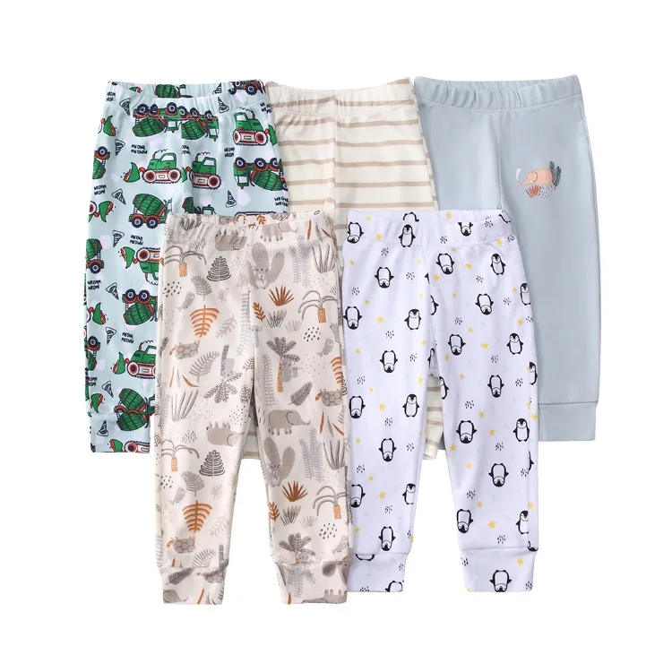 5PCS/LOT Newborn Pants Cartoon Four Seasons Baby 100% Cotton Baby Leggings Soft Girl Pants Baby Boy Trousers Pants 0-36M