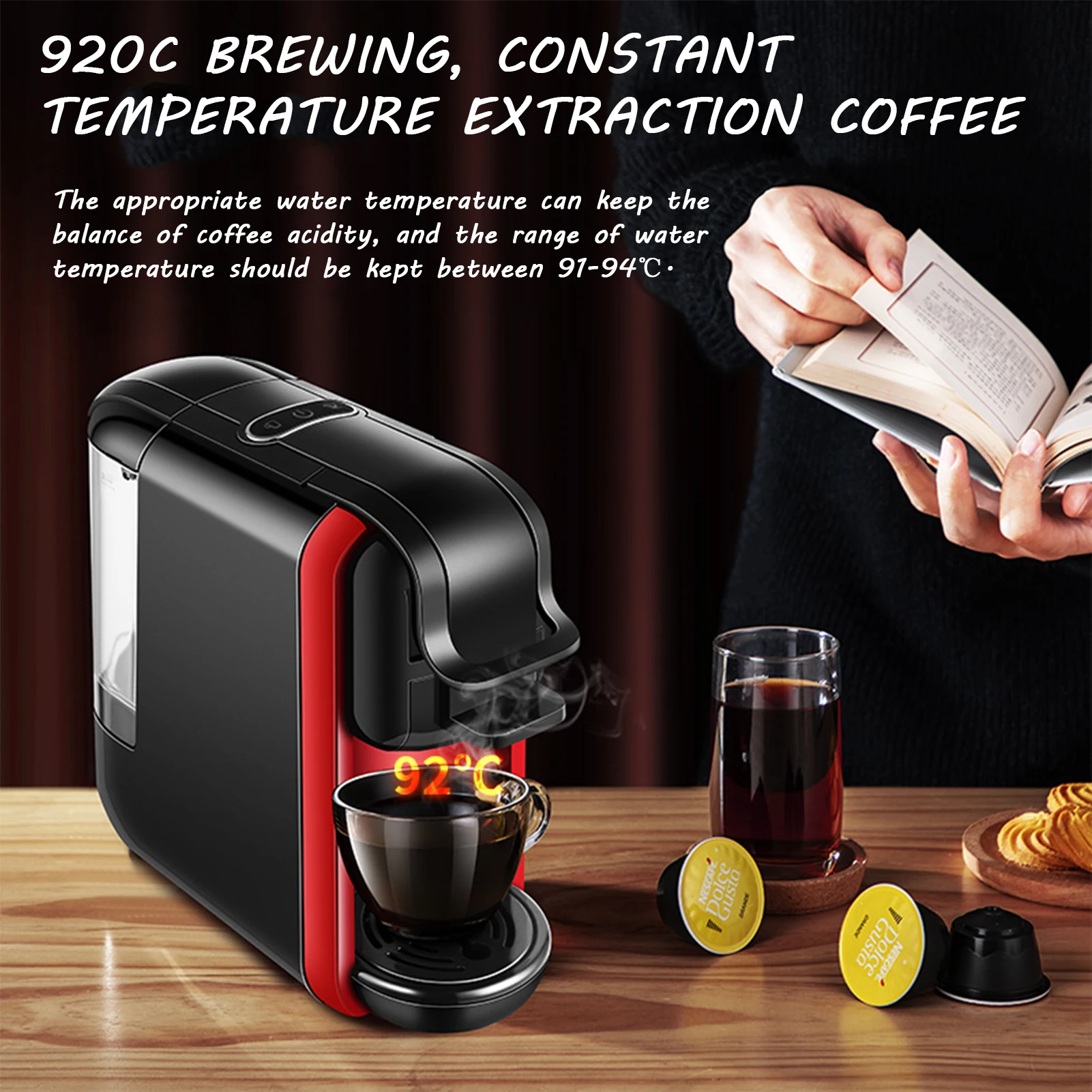Macchina da caffè a capsule piccola Macchina per caffè espresso e tè turco domestico 3 in 1 Macchina per caffè espresso a capsule multifunzionali