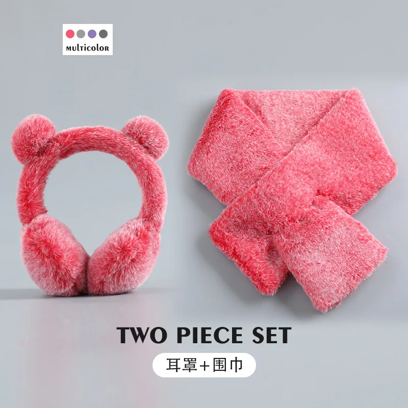 

Ear cup scarf combination set new warm cartoon ear cups men and women style plush ear bag anti-freeze ear cup scarf
