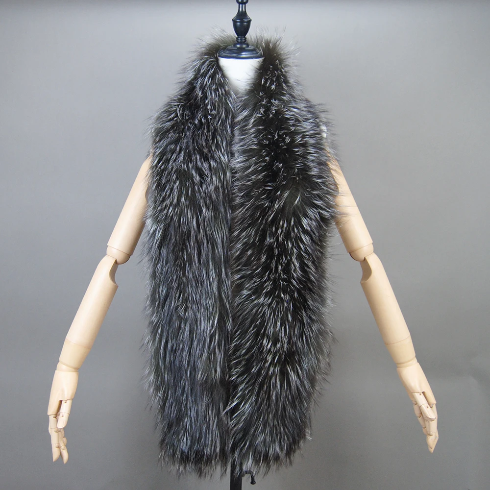 Women’s Scarf Soft Knitted Lady Long Style Real Fox Fur Shawl Wrap Natural Fox Fur Ring Scarves Winter Warm Real Fox Fur Scarf