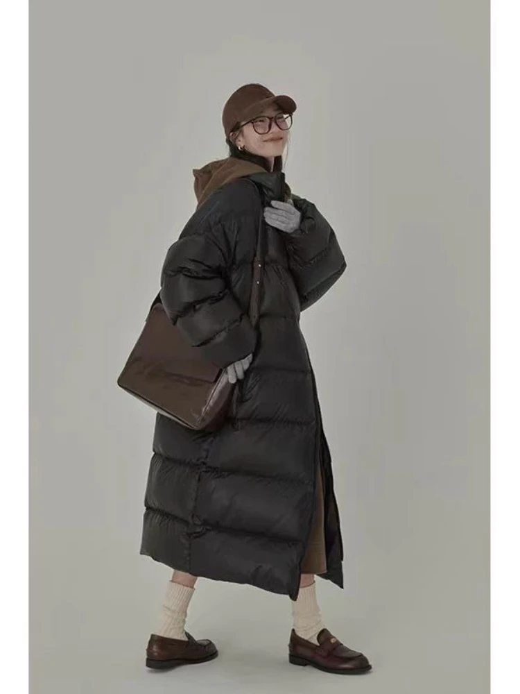 Jaqueta de inverno feminina sólida plus size estilo longo gola com zíper casacos quentes outono high street outerwear jaqueta de inverno