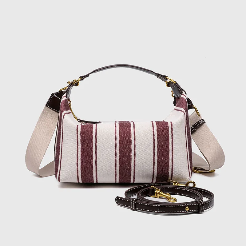 

Designer Women Handbags Fashion Panelled Canvas Bucket Bag Luxury Pu Leather Shoulder Crossbody Bags with Wide Strap Tote Purses