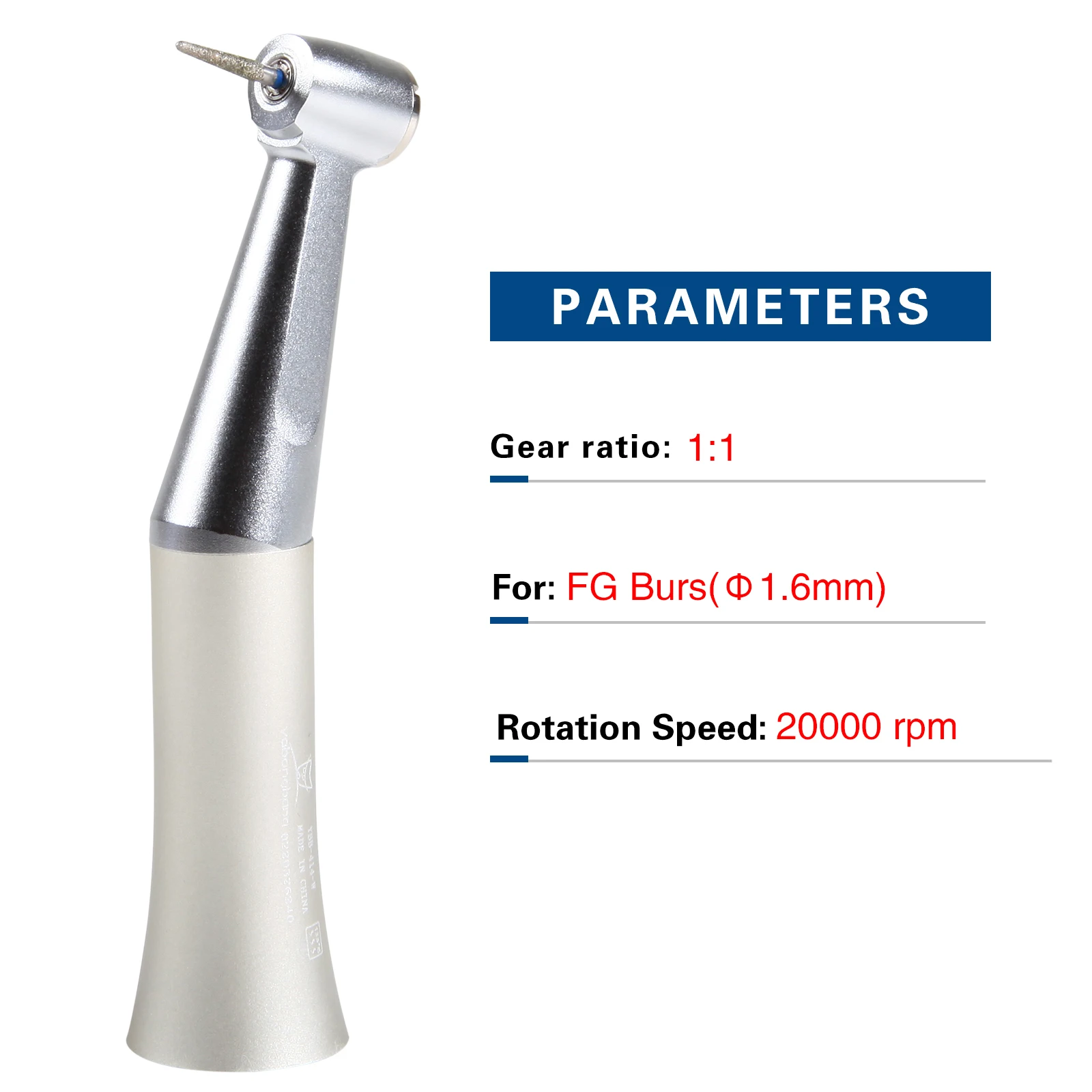 Yabangbang Dental 1:1 Direct Drive Low Speed Push Button Contra Angle External Spray Handpiece Fit FG 1.6mm Burs