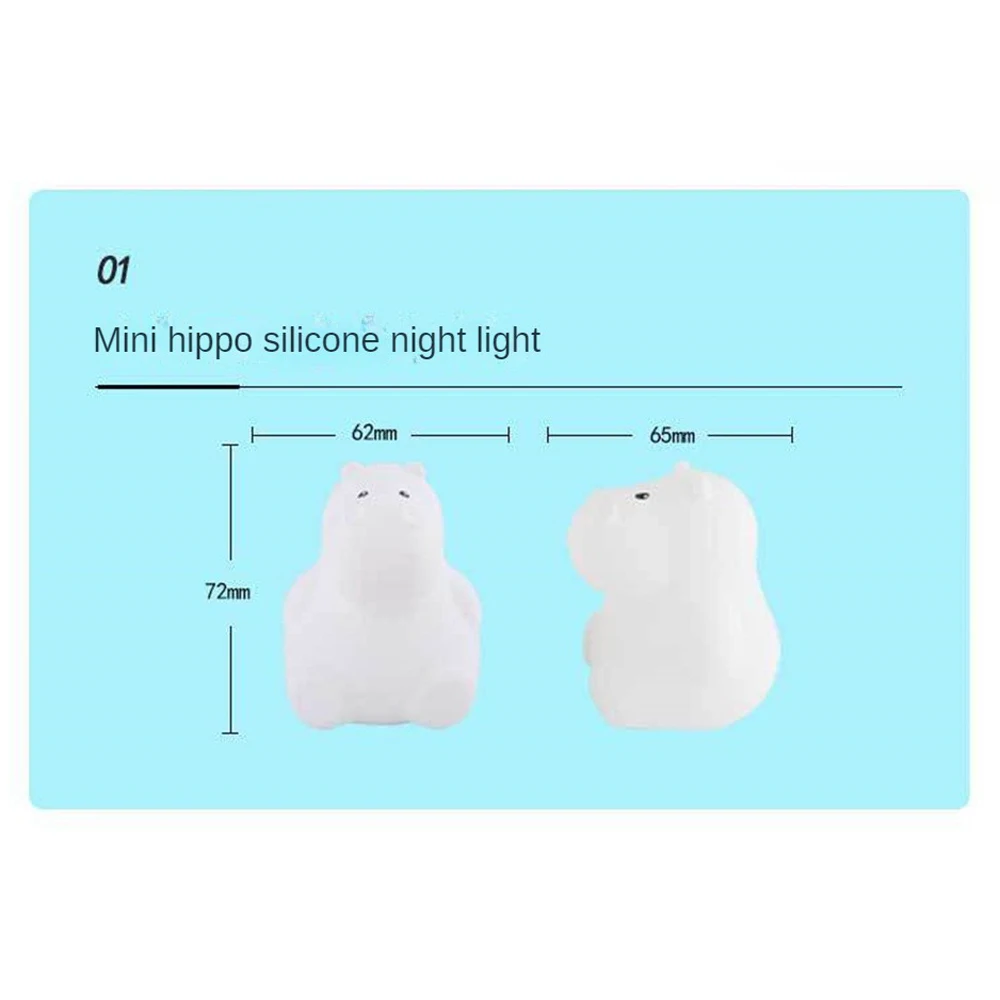 Imagem -04 - Mini Silicone Led Night Light para Crianças Lâmpada Animal Urso Hipopótamo Coruja Pinguim Coelho Cores Desenhos Animados Crianças Presente do Bebê