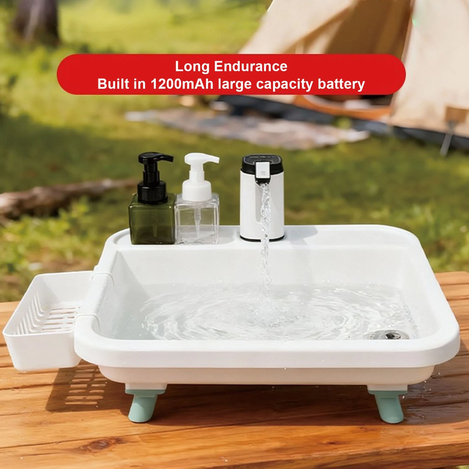 Outdoor Sink Outdoor Wash Sink Portable Hand Basin and Electric Water Pump Kit for Camping Garden Activities