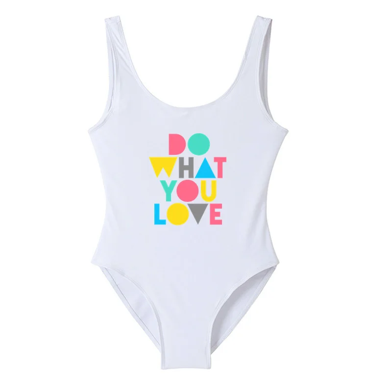 DO WHAT YOU LOVE Summer Bikinis One Piece Backless Swimwear Monokini Girls Sexy Bodysuits Women Swimsuit Badpak Bathing Suit