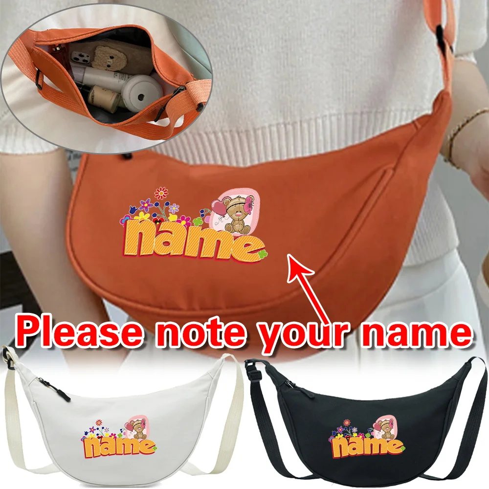 

Сумка через плечо на одно плечо с индивидуальным именем, регулируемые ремни, простые многофункциональные сумки для хранения на работу