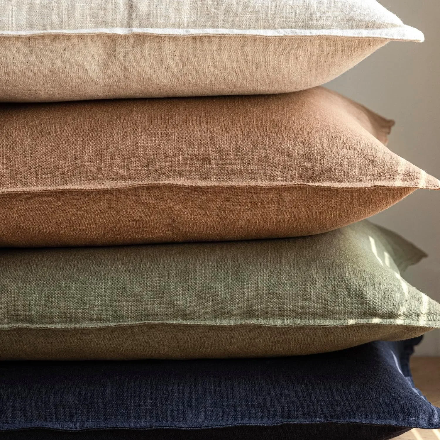 Boho Olive Green 45X45CM Linen Soild Throw Pillow Covers  FarmhouseSofa Bedroom Living Room Home Decor Neutral Cushion Cover