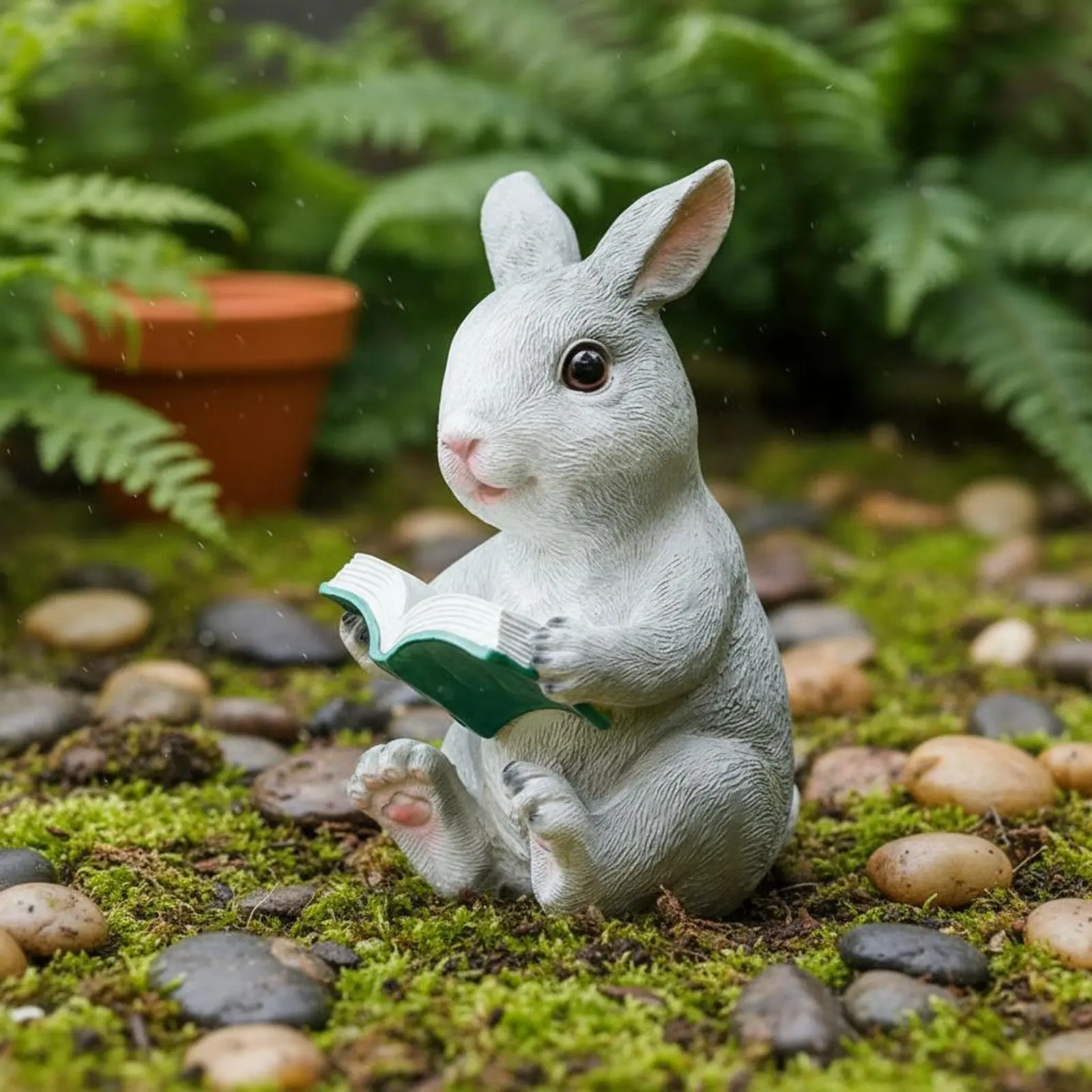Resin Garden Hare Adorable Design Hare Garden Decoration Cute Hare Figurine Detailed Carving Outdoor Decoration for Patio