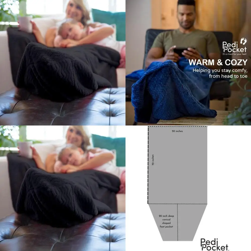 

Luxurious Velvety Fleece Foot Pocket Blanket - 50x70 Inches with 20 Inch Pocket, Everyday Comfort for Moms