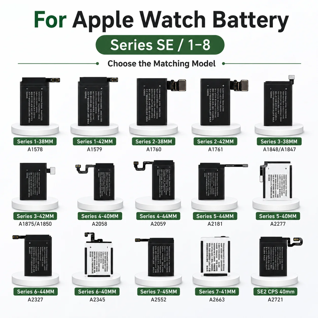 Replacement Battery For Apple Watch SE Series 1 2 3 LTE 4 5 6 7 8 IWatch S1-S8 38/40/41/42/44/45/49mm Smartwatch Battery
