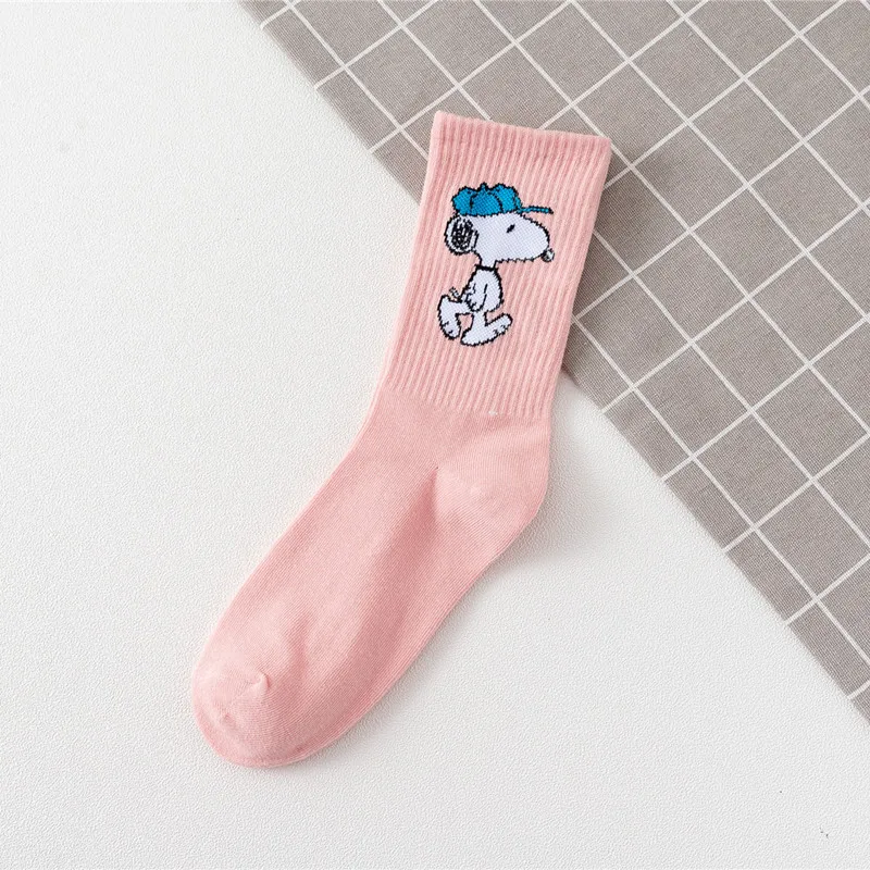 

New Cartoon Snoopyed Creative Girls Sports Cotton Socks Autumn Winter Mid To High Barrel Women College Style Ins Trendy Socks