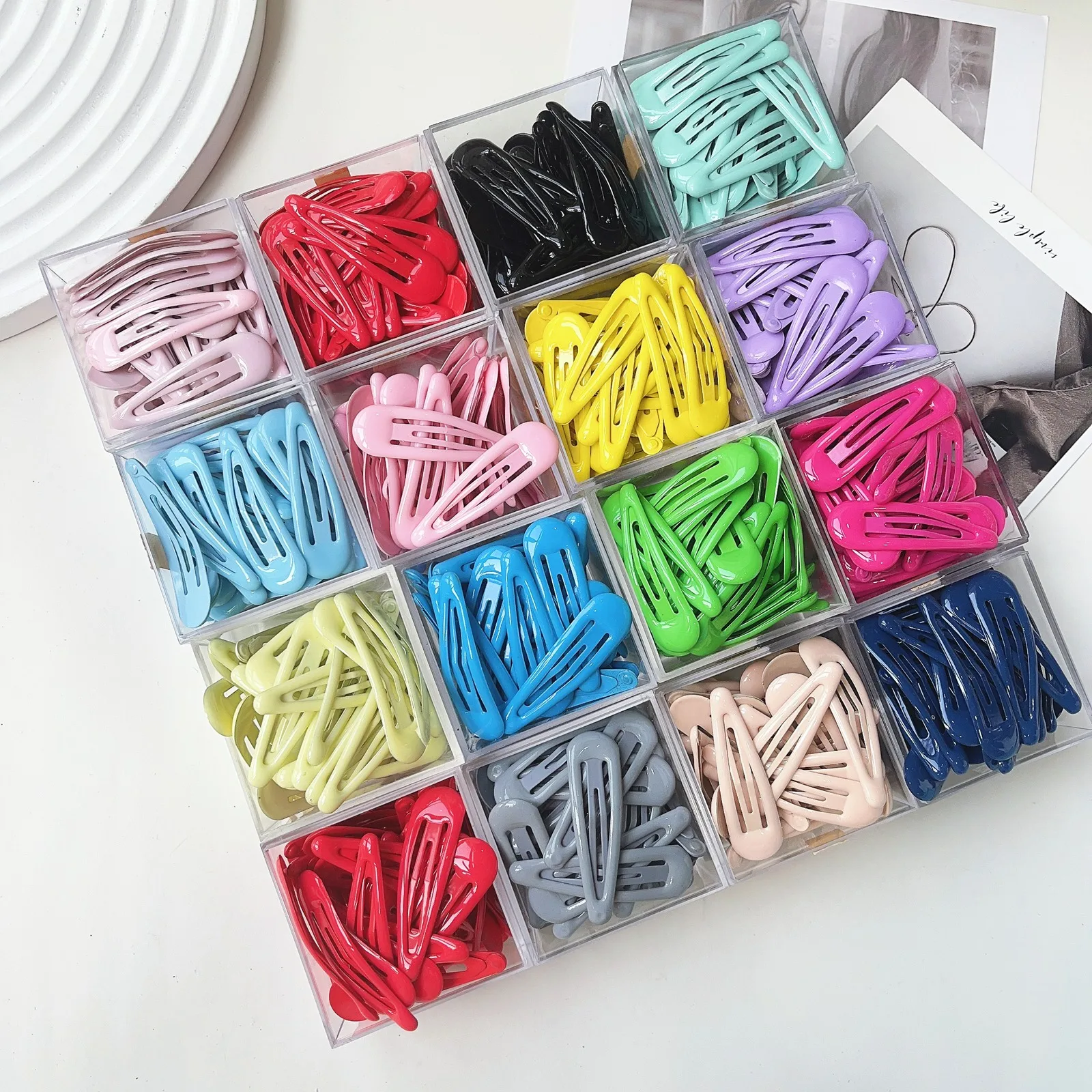 30Pcs/Set New Women Girls Cute Colorful Waterdrop Shape Hairpin Sweet Clips Barrettes Slid Baby Clips Fashion Hair Accessories