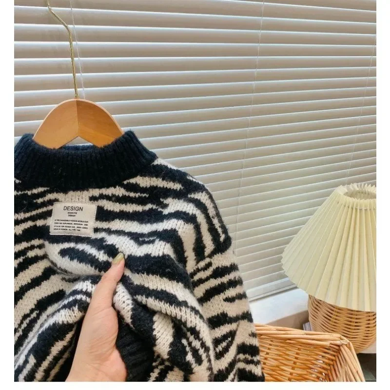 

New Winter Children Knitting Sweaters Boys Casual Zebra Sweaters Girls Baby Kids Pullovers for Kids Children's Clothing 10311