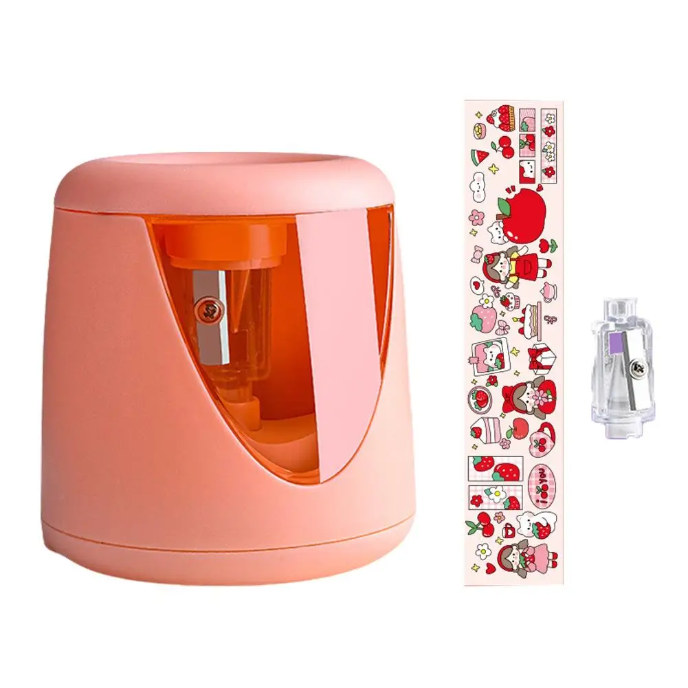 Automatic Electric Pencil Sharpener With Cartoon Stickers Protection School Office Stationery Supplies Safety School J5P7