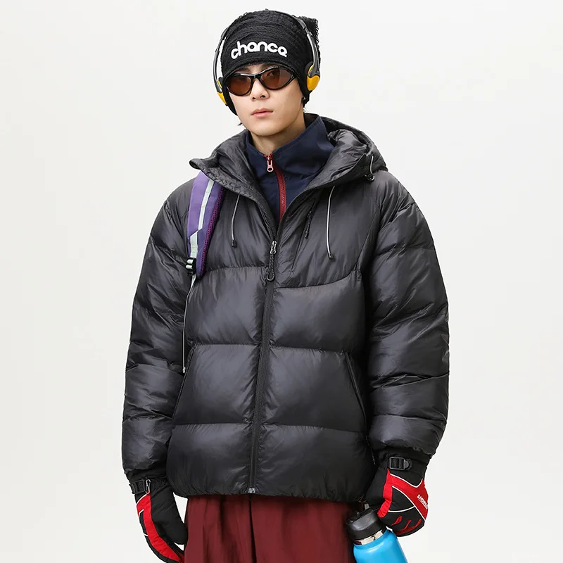 الرجال سترة الشتاء بسيطة بلون مقنعين سستة الذكور أسفل ملابس خارجية رشاقته الباردة واقية فضفاضة تنوعا في الهواء الطلق معطف رجل