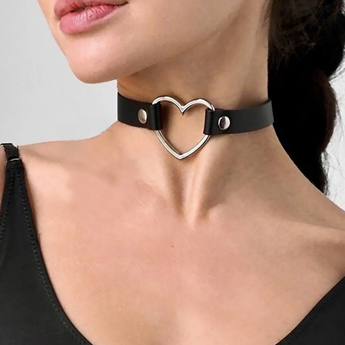 Trendy Sexy Women Leather Necklace Goth Clothing Neck Bondage Cat Shaped Necklace Harajuku Choker Fetish Rave Outfit Accessorie