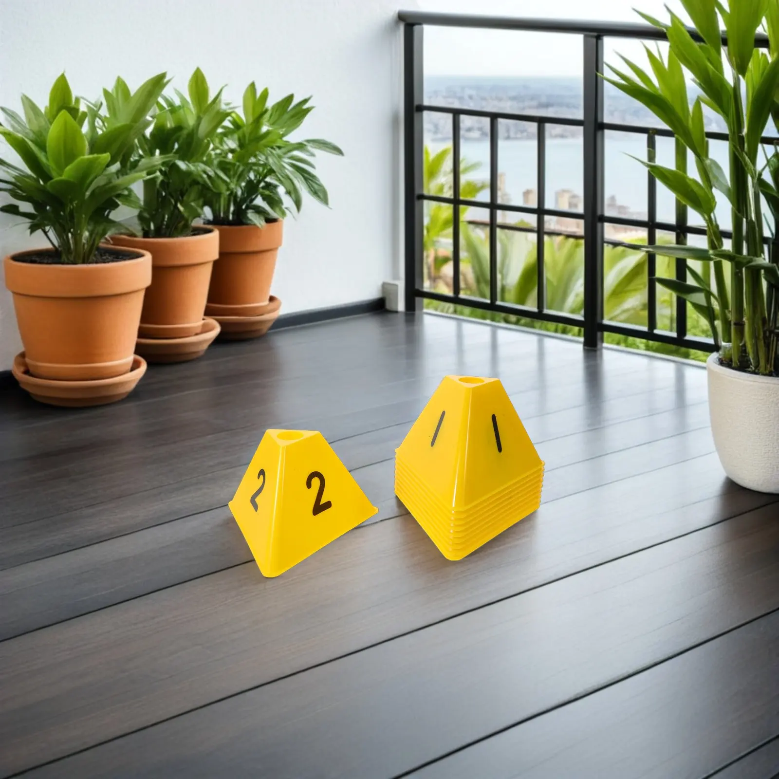 10Pcs Football Training Marker Cones Numbered Triangle Agility Soccer Field Marker Outdoor Sports Equipment Basketball Drills view 5