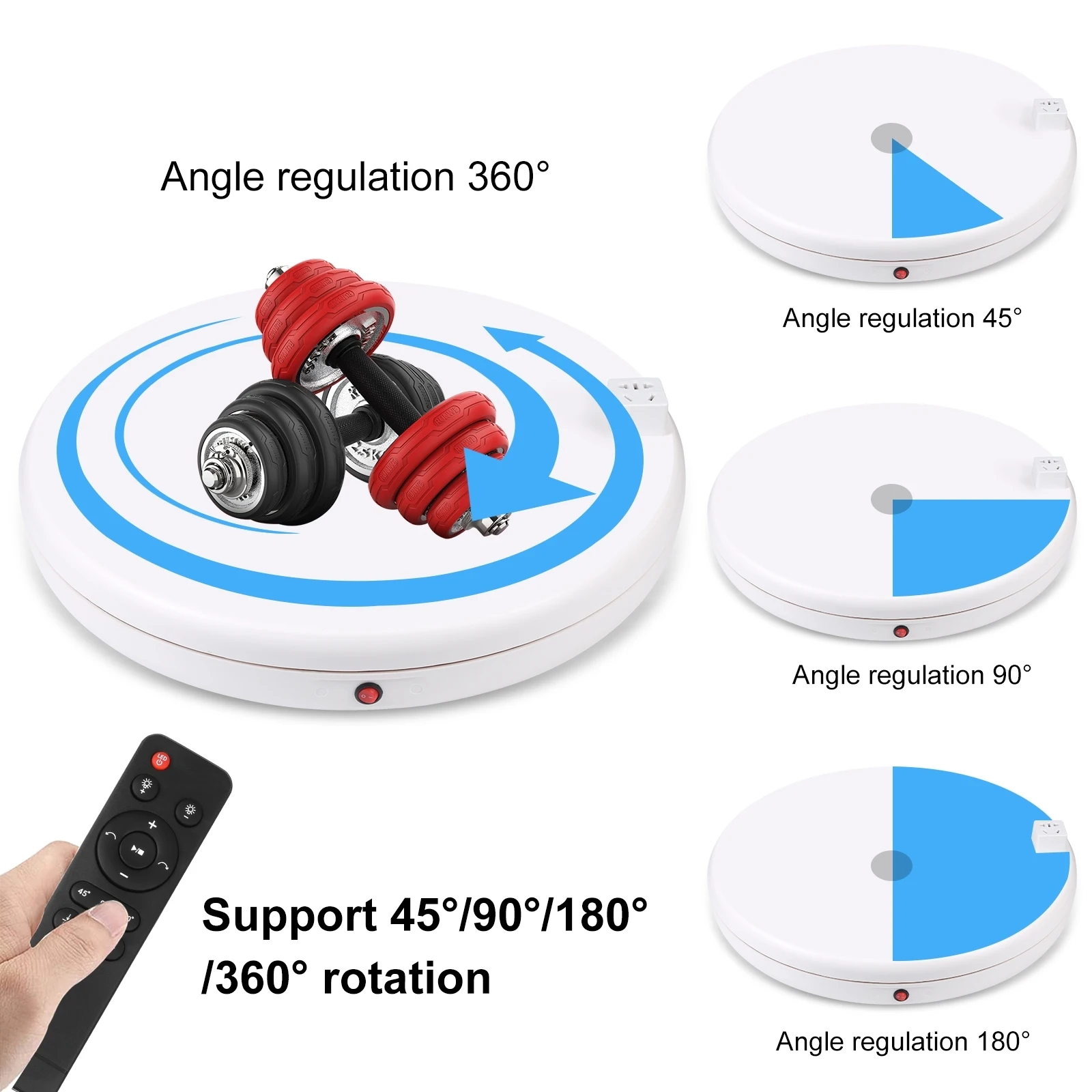 PULUZ 45cm Remote Control Adjusting Speed Rotating Turntable Display Stand with Power Socket, Load 100kg