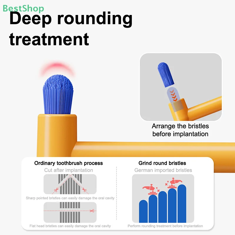 💕 فرشاة أسنان أحادية اللون لتصحيح تقويم الأسنان، ورأس مستدير صغير، وأسنان الحكمة وفرشاة بين الأسنان #5