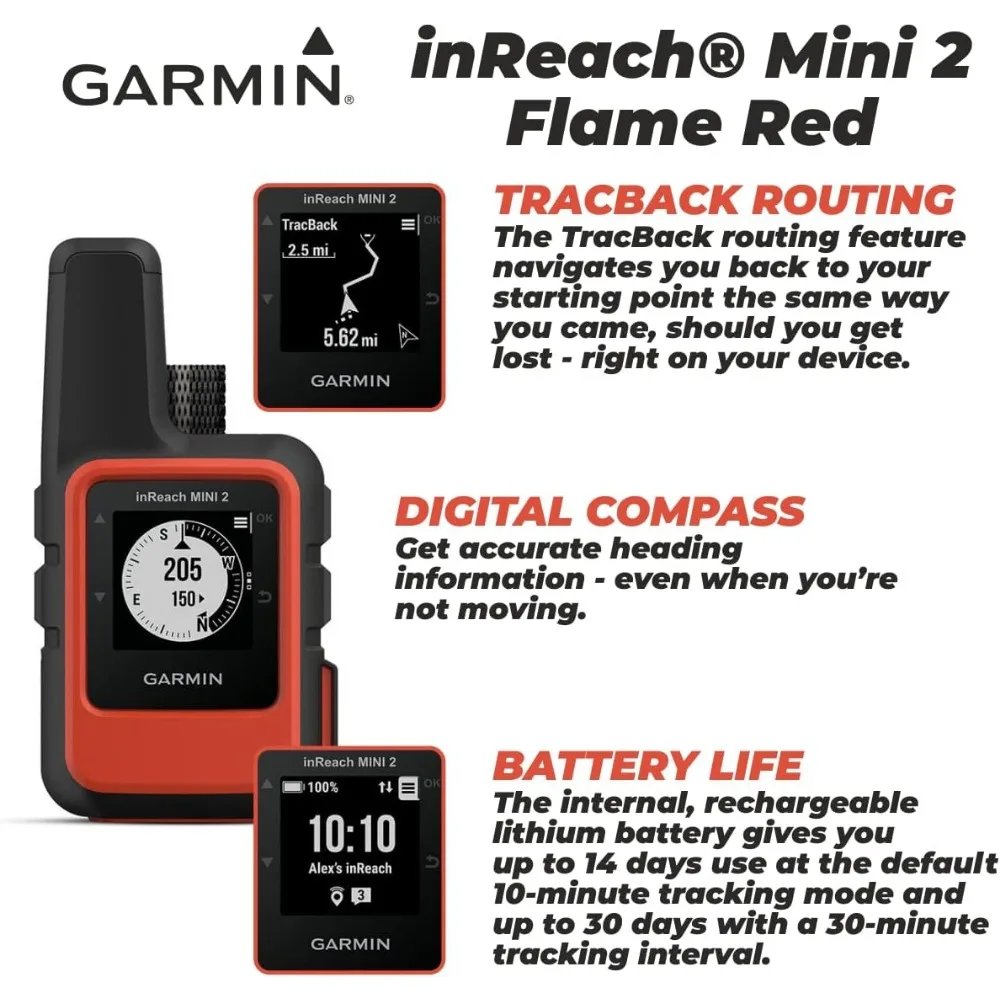 Garmin Inreach Mini 2 Satelliet Communicator (Vlamrood) Met Wearable4u Power Pack Bundel