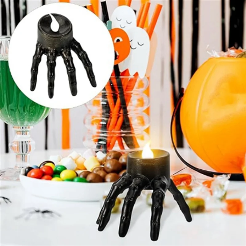 AS94-الهالوين الهيكل العظمي فانوس اليد جو الدعائم الهيكل العظمي اليد ليلة ضوء مصباح شمعة الهالوين