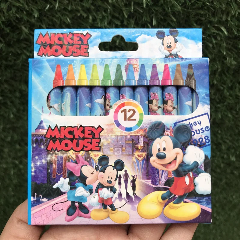 Disney Anime Mickey Mouse Mini Crayon Kawaii Minnie Frozen Princess Student Graffiti Pen Cartoon Crayon Stationery Gifts