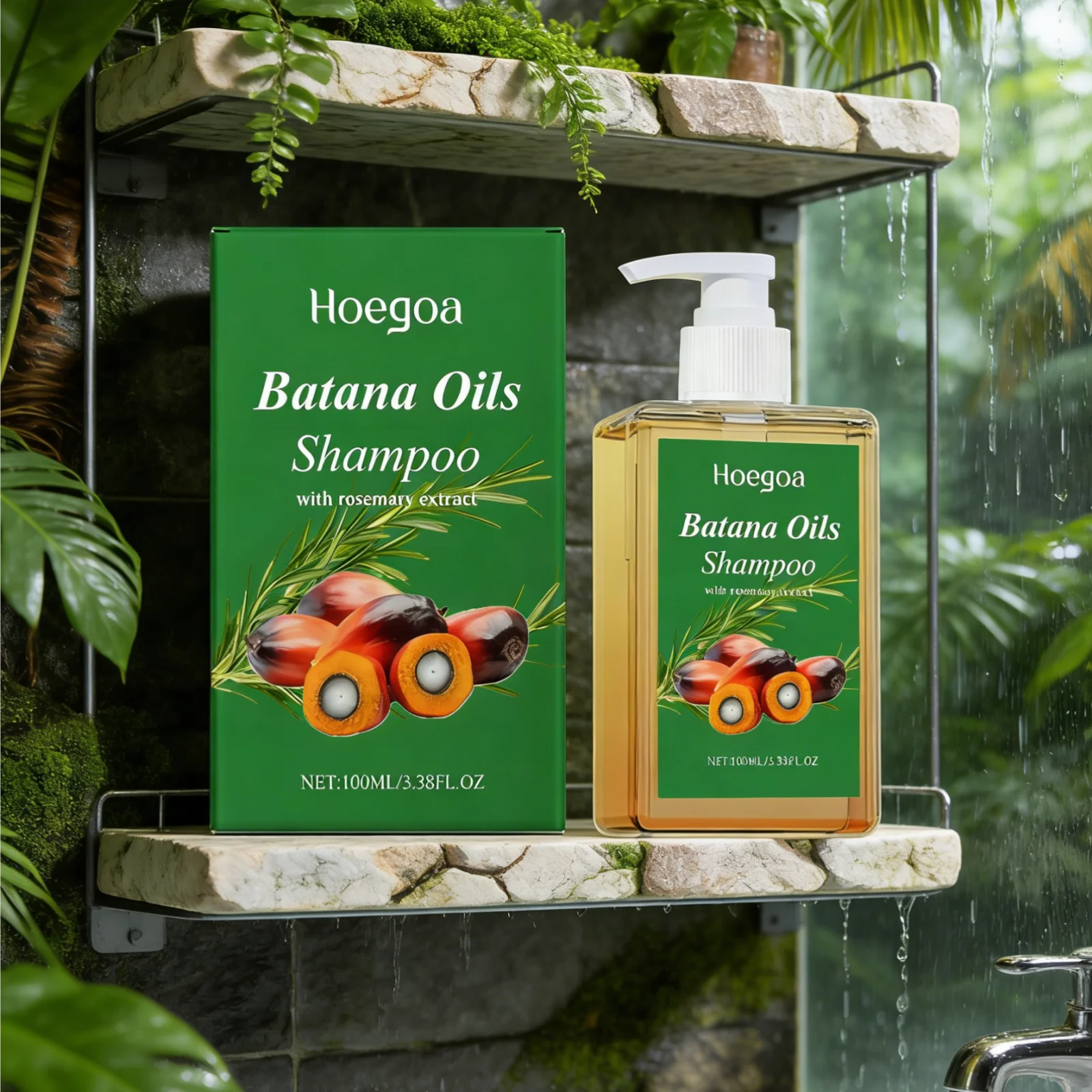 

Hoegoa Batana Oil Hair Care Set for All Hair Types Nourishing Repair Split Ends Volumizing Gentle Formula Rosemary Shampoo 100ml