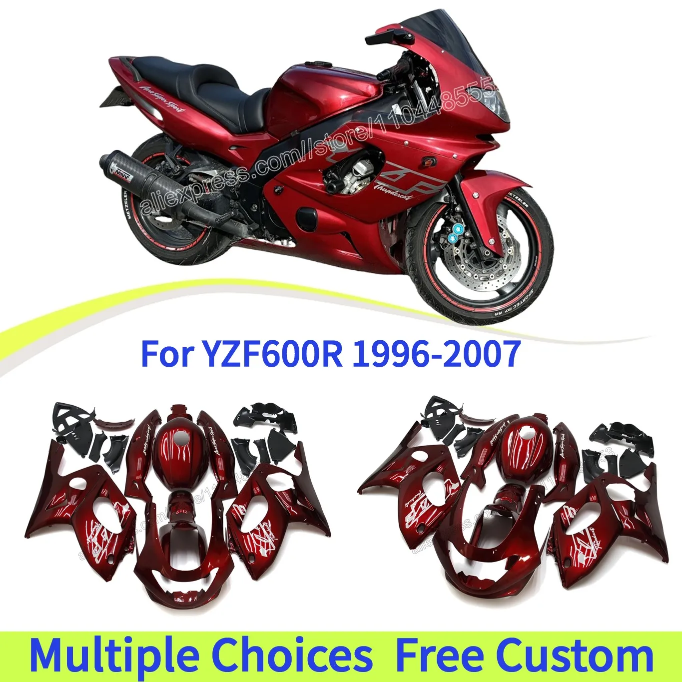 

YZF600R ThunderCat 4TV 1996-2000 YZF600R Fairings kits For Yamaha YZF 600R 2001 2002 2003 2004 2005 2006 2007 Dark Red