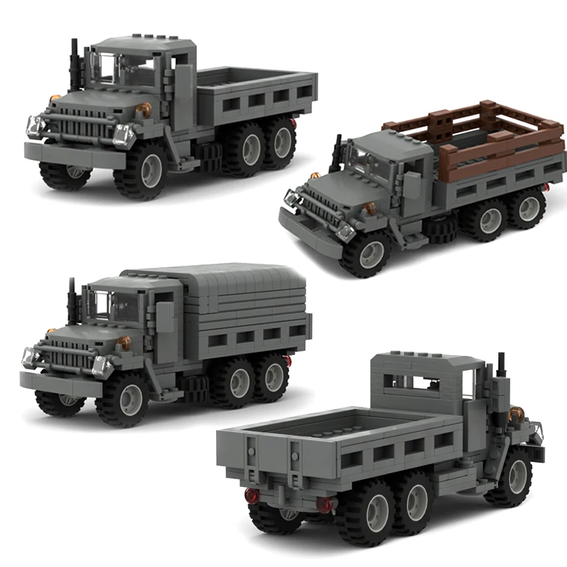 WW2 Military Truck Building Blocks US M35 Transport Vehicle Model Decoration MOC Brick Education Toy Boy's Birthday Gift