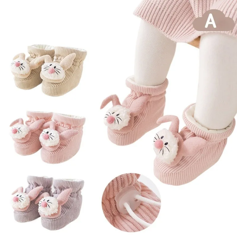 

Newborn Infants Cotton Shoes for Autumn Winter Thickened Fluffy Wool Design Warm Foot Protection Soft Sole for Baby Feet
