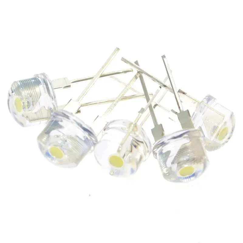 50PCS 0.5W F8 8MM White LED Super Bright Straw Hat Light Emitting Diode Highlighted White 0.5W