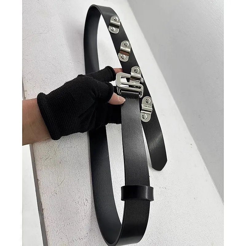 เข็มขัดหนังแท้สไตล์พังก์สำหรับผู้หญิง รุ่น J1602 ใช้ตกแต่งชุดหรือคาดเอว
