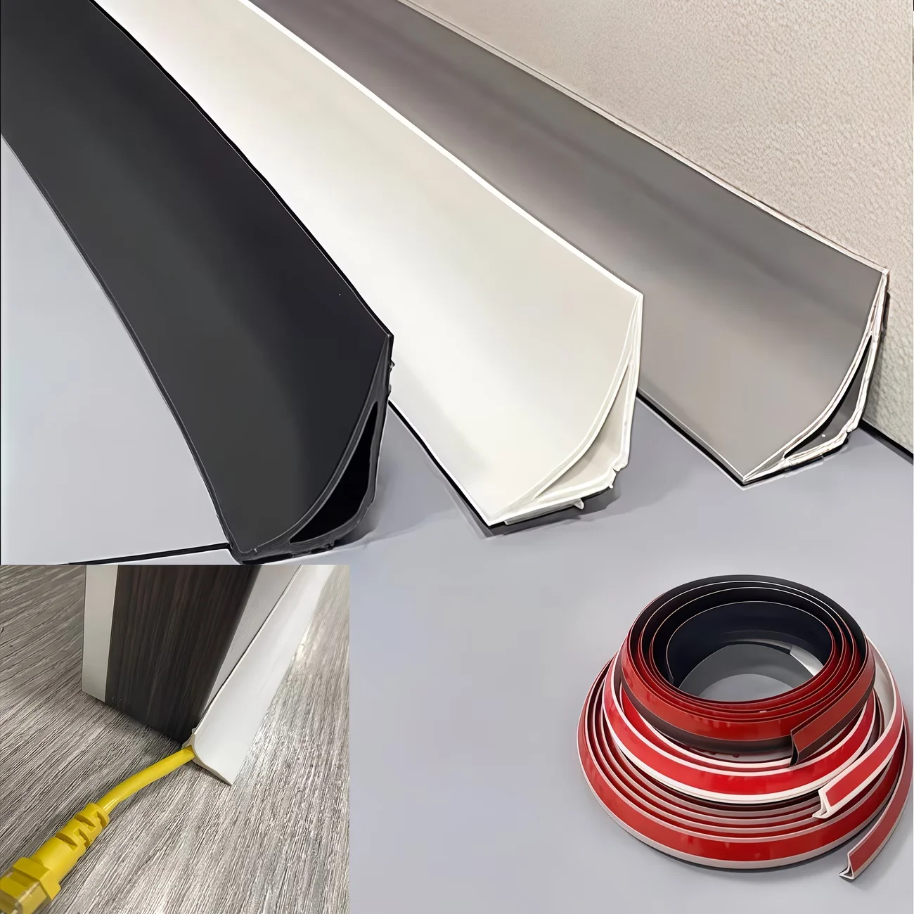 1PC 1m/39.37inch Self-adhesive Wall Corner Skirting Line Molding Ceiling Caulk Internal Strip Edge Trim Strip Home Decorative