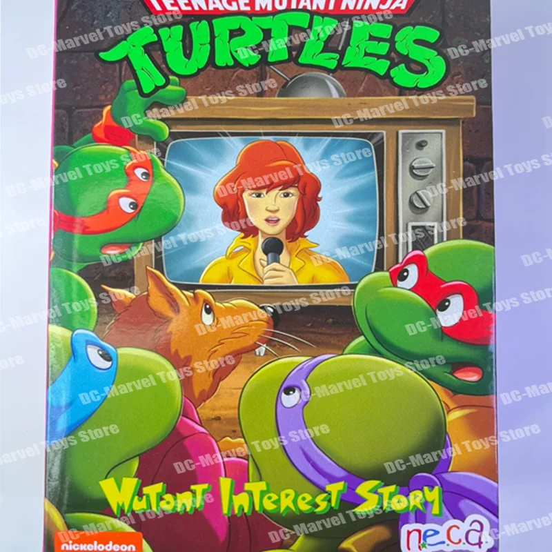 Neca Versione 2.0 Vestiti gialli Reporter femminile Tmnt Tartarughe Anime Action Figure Doll Figurine Modello per bambini Regali personalizzati Giocattoli