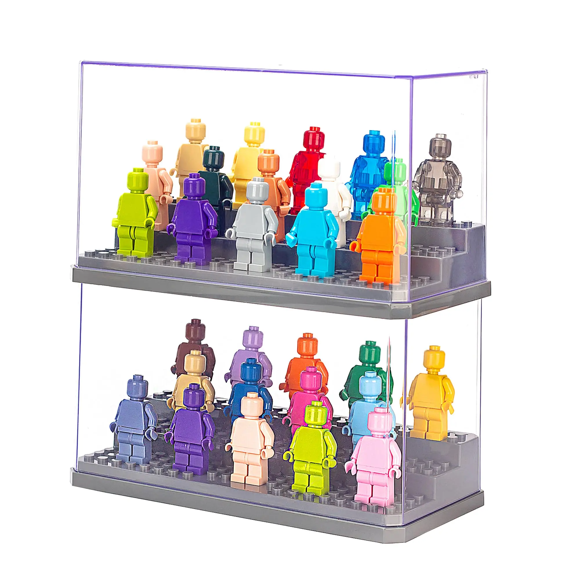 Display Case for Minifigures Action Figures Block,Removable Acrylic Minifigure Display Case Box Storage Collection Bricks Toys