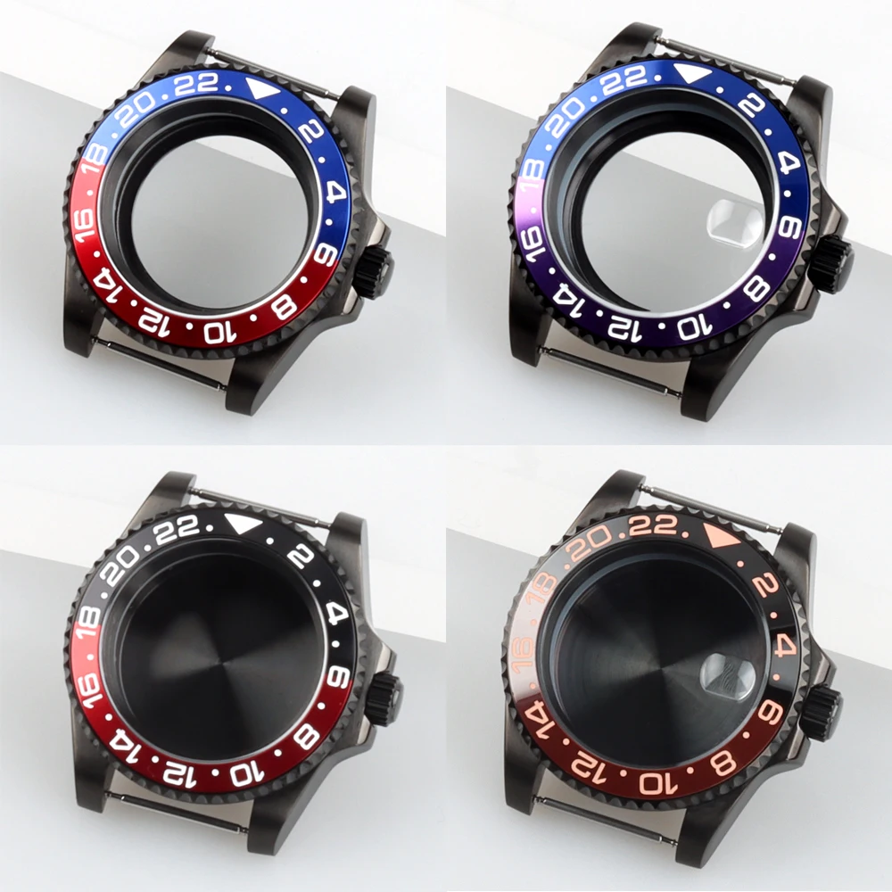 

NH35 40MM Black Red Bezel Watch Case Fit GMT Seiko NH34 NH35 NH36 NH38 Movement 28.5mm 316L Stainless Steel Sapphire Glass