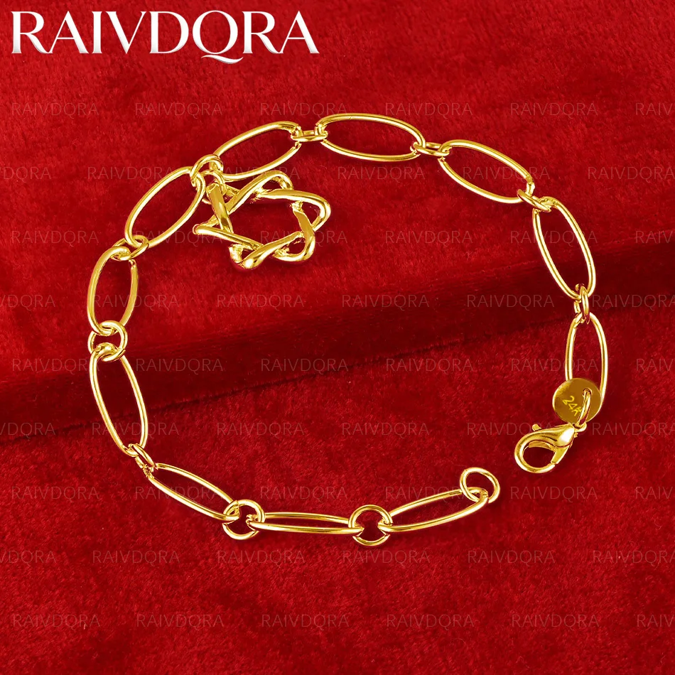 18K Gold Plated Hexagram Star Pendant Chain Bracelet For Women Fashion Jewelry Classic Charm Birthday Gift Party