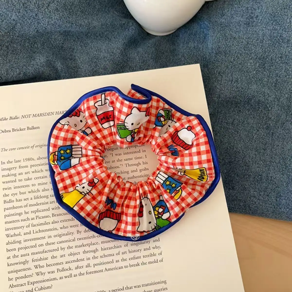 Nieuwe Sanrio Hello Kitty geruite scrunchies - schattige Kawaii haarbanden, geruite haaraccessoires cadeau voor meisjes