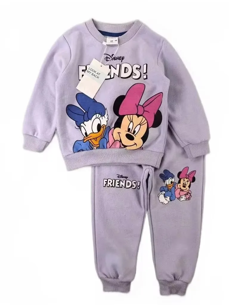 

Disney Girls Autumn winter Clothes cute Minnie Sweatshirt+Pants 2pcs Fleece for warmth Kids Suits 2-6year girls clothes set