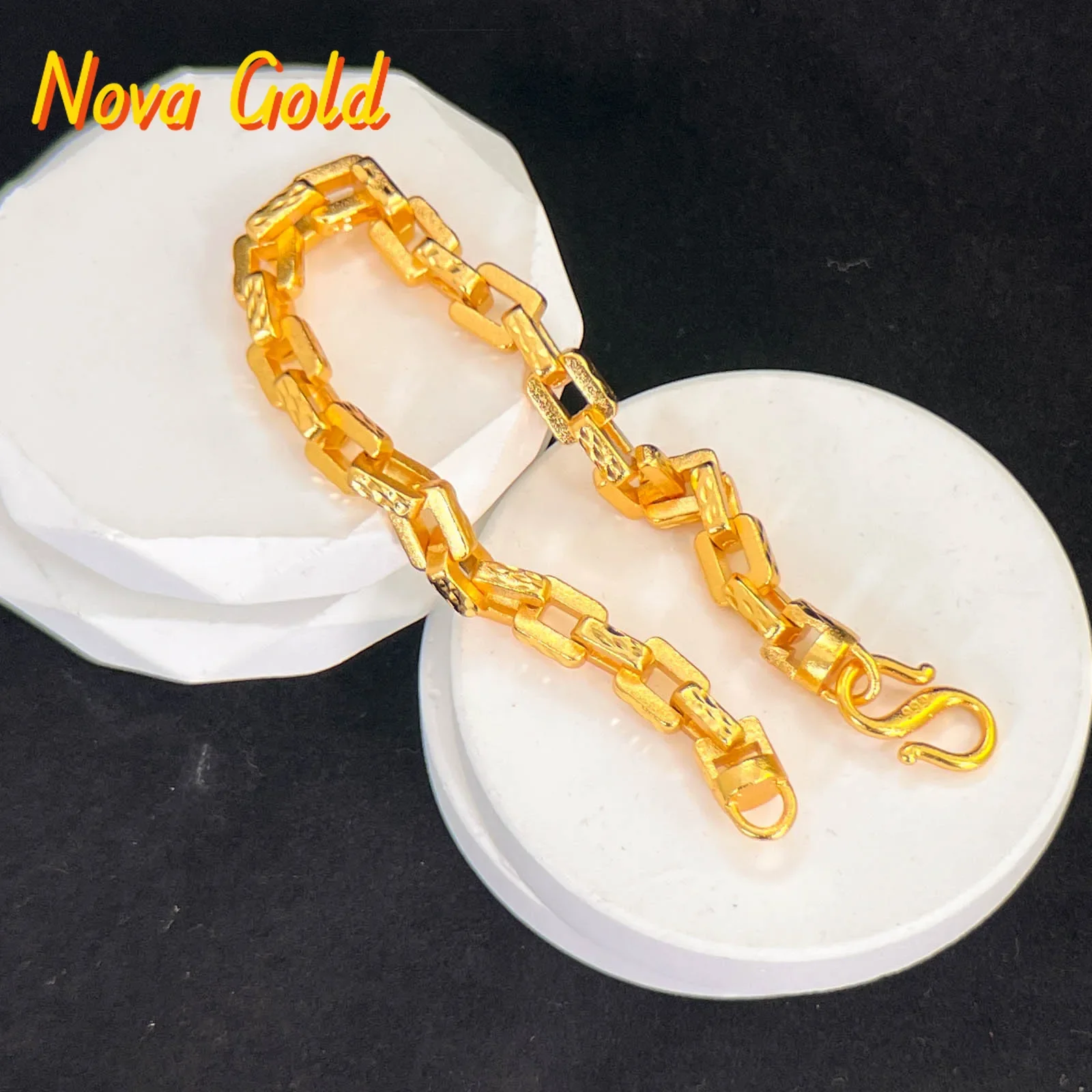 

NovaGlod Jin Yicheng jewelry 9999 secret card bracelet 24K real gold men's square hand jewelry accessories fashion matching