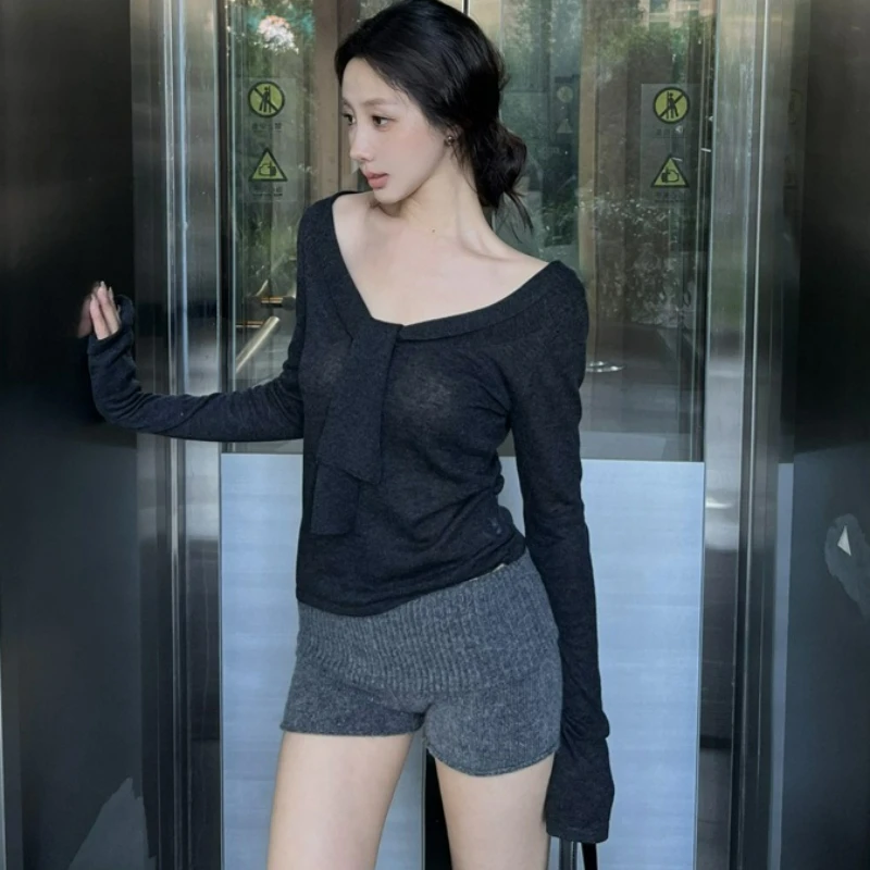 

2026 Spring/Autumn Laid-back Style Casual Loose with Knots Long-sleeved PulloverNew Fashionable Knitted Sweater Top for Women