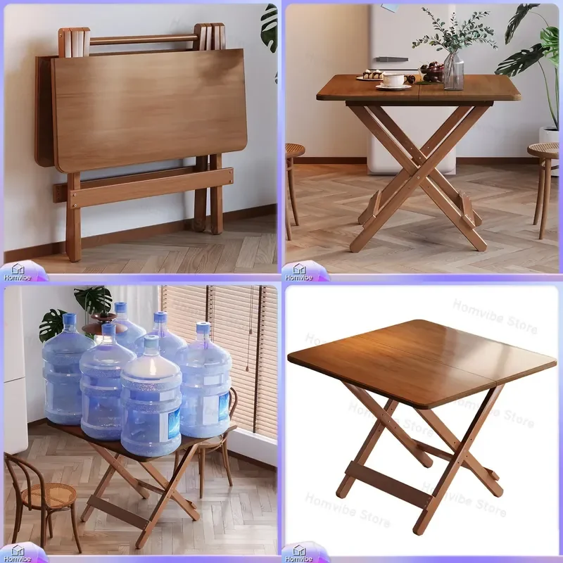 Folding Small Table for Home Living Room Dining Convenient Stall Camping Rental Room Writing Homework Square Table