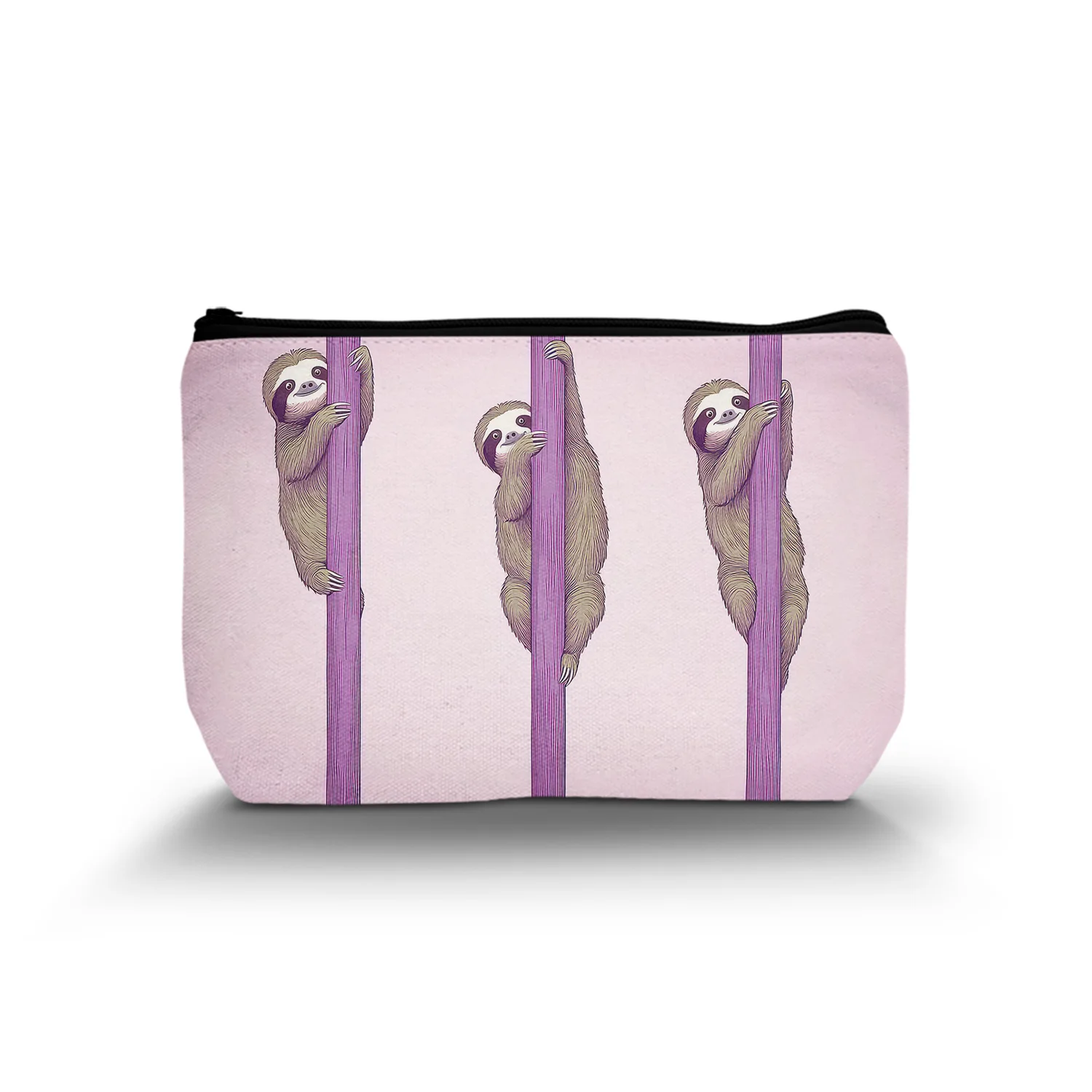 1Pc Sloth Climbing Pole Pattern Makeup Bag Cute Sloth Cartoon Animal Theme Makeup Bag For Travel Storage 8.66X5.51Inch