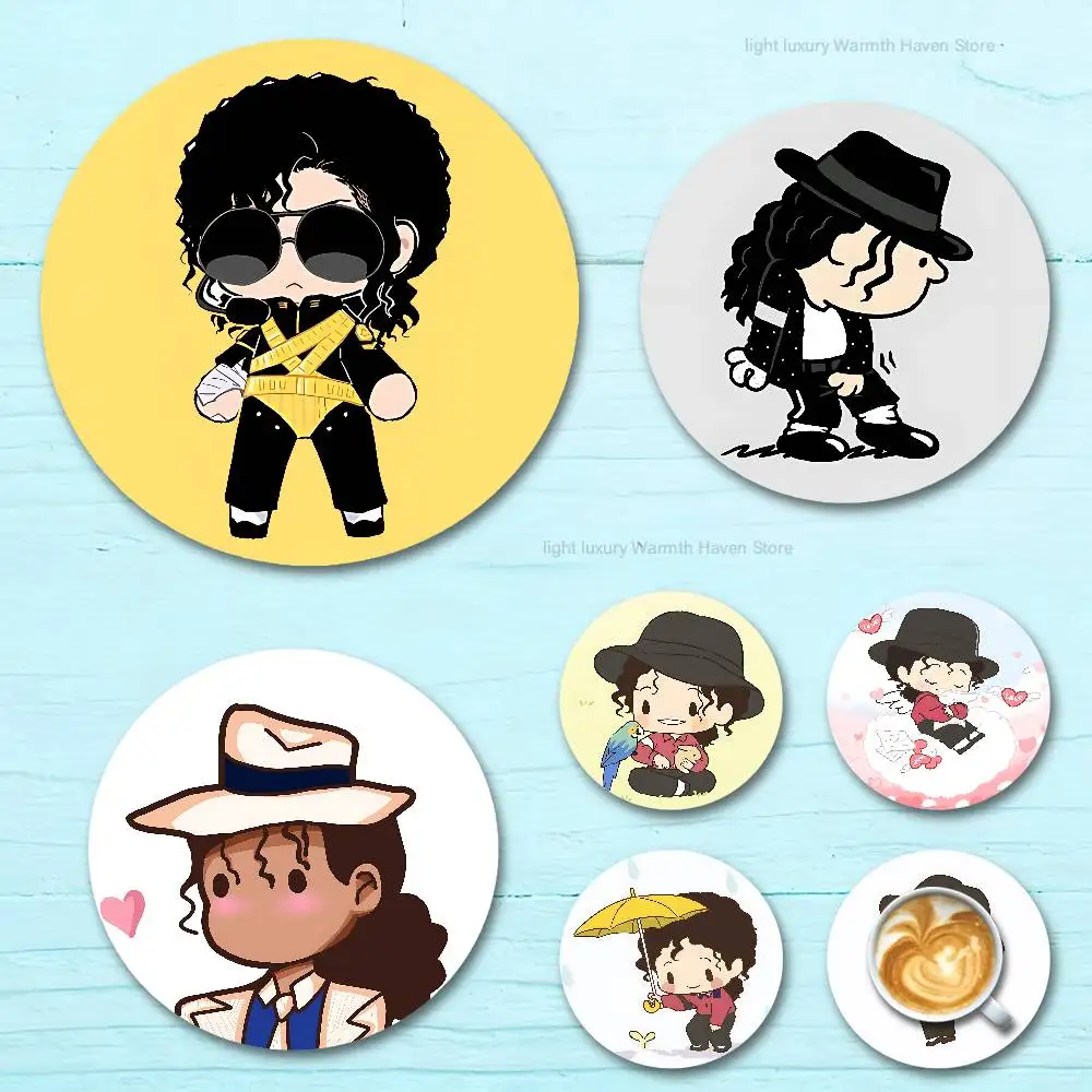 

Cute Chibi M-Michael Jackson Wooden Coasters 10cm Round Cosplay Fans Collect Friends Gifts