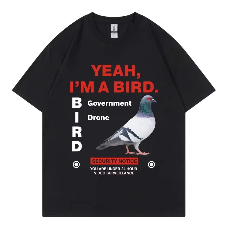 

Government Funny Pigeon Graphic T Shirts High Street Fashion Trend Short Sleeve T-shirts Men Women Clothing Loose Cotton T-shirt