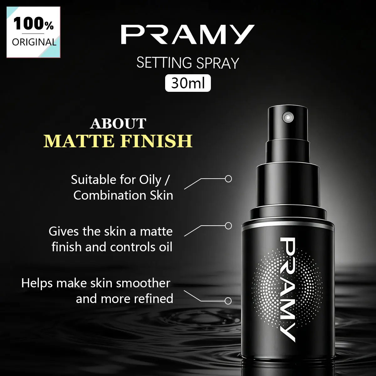 Pramy Moisturizing Makeup Setting Spray Matte Finish,Smoothing Effect&Makeup Lock,Shine Control,Non-Greasy&Quick Setting Mist