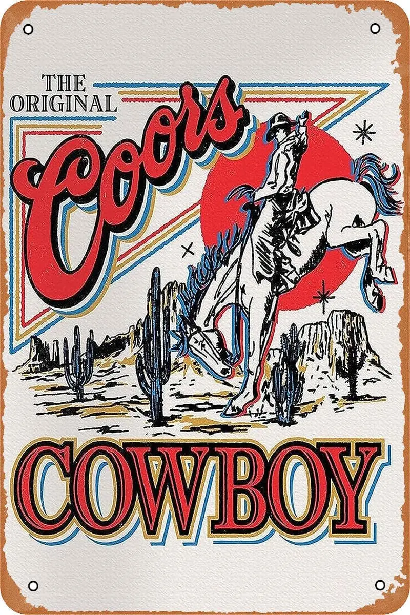 Vintage Advertising Western Cowboy Rodeo Poster Retro Tin Sign Vintage Look Metal Sign for Cafe Bar Man Cave Garage Home Wa sign